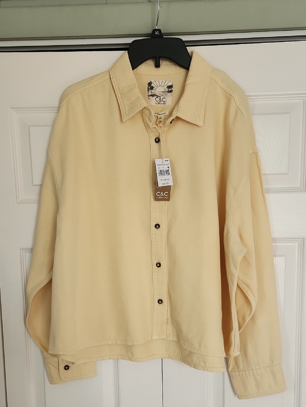 C&C California Pale Yellow Button-Up Shirt Jacket